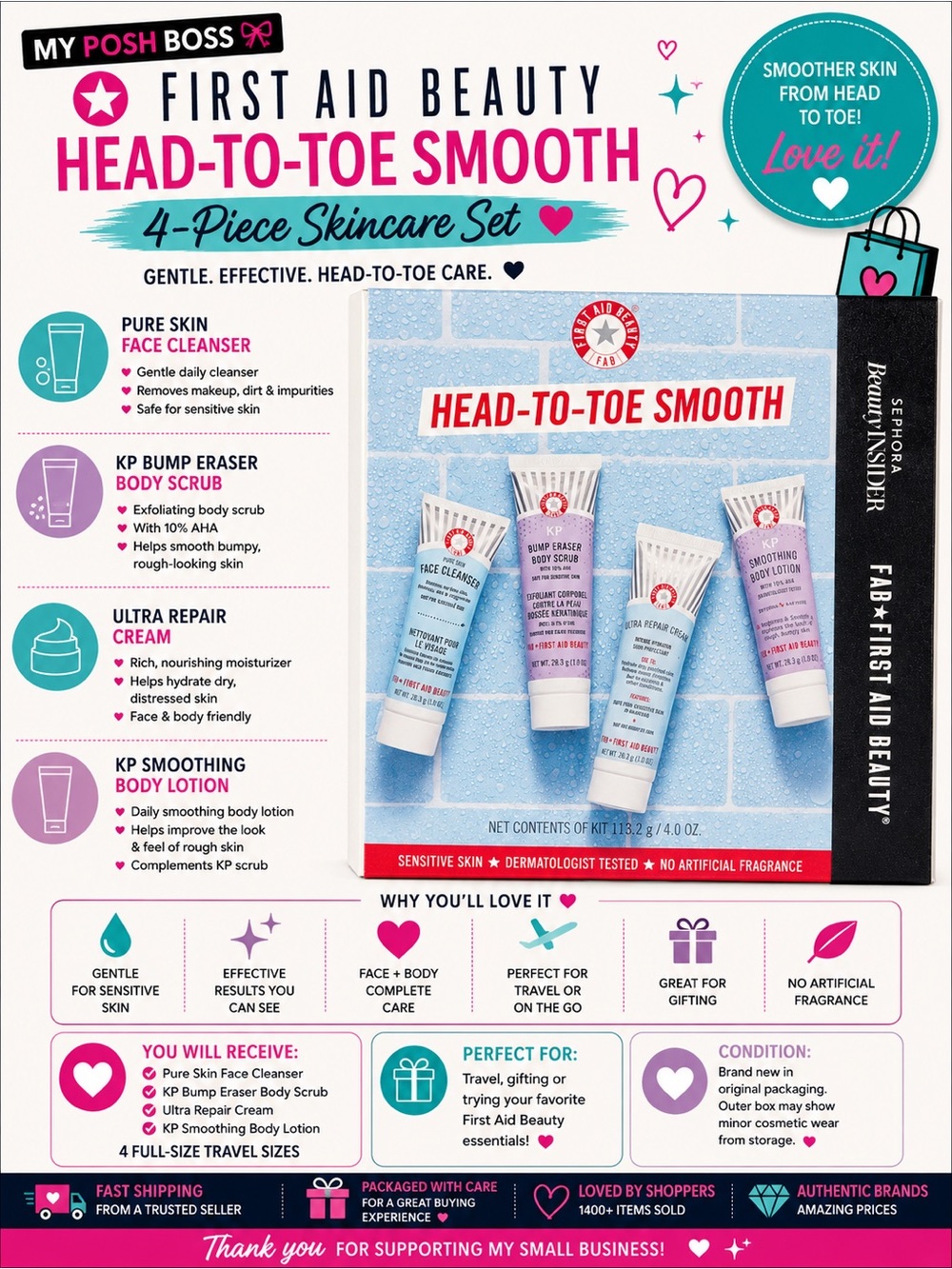 First Aid Beauty Head-to-Toe Smooth 4-Piece Set